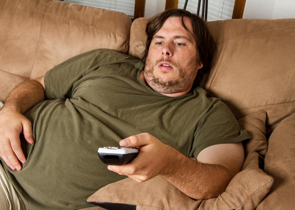 Man's body composition changing due to inactivity