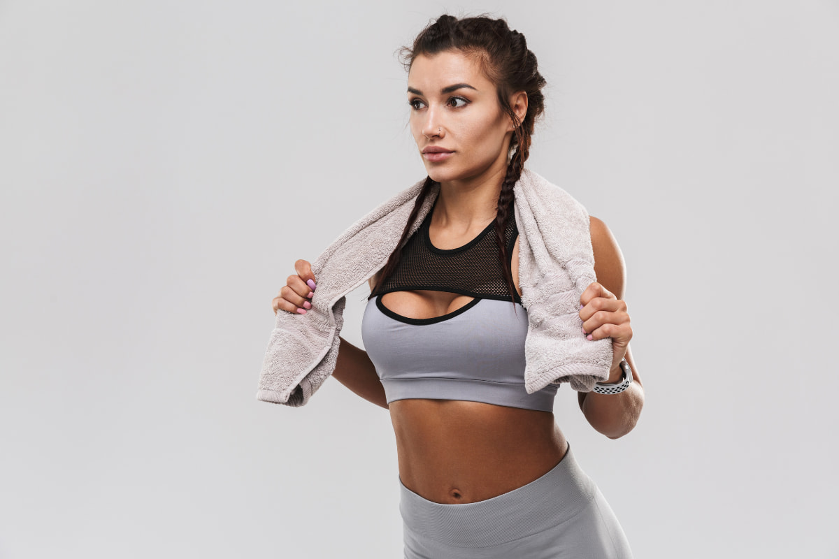 Woman with a workout towel