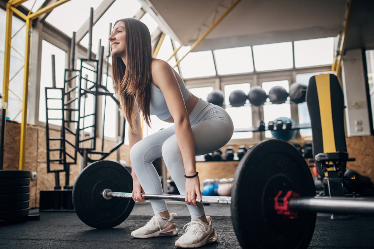 Woman weight training